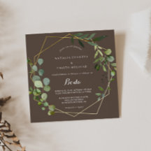 Guld Geometric Grönt Brown spanska Bröllop