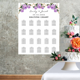 Guld Geometric Lila Blommigt Wed 200 Poster