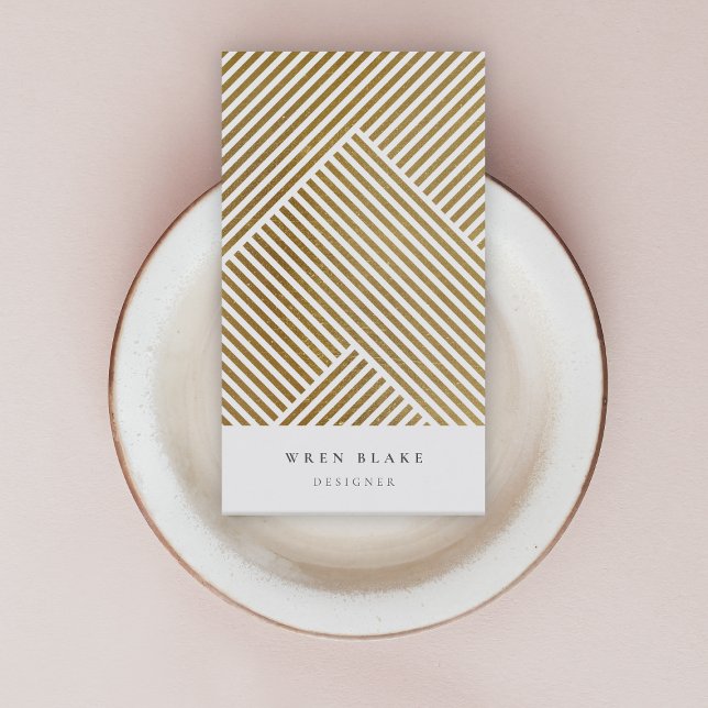 Guld Geometric Mönster Elegant Sophisticated Luxe Visitkort (Skapare uppladdad)