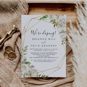 Guld Geometric Peony Blommigt Elopement Recept Inbjudningar