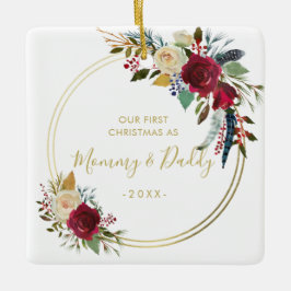 Guld Geometric Photo New Parants - första jul Julgransprydnad Keramik