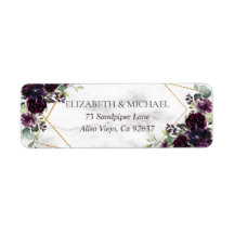 Guld Geometric Plum Lila Marble Returadress