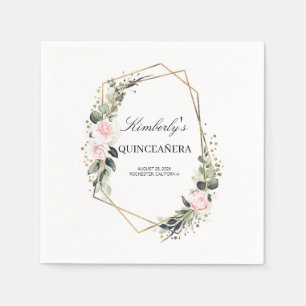 Guld Geometric Ram Quinceanera Birthday Pappersservett