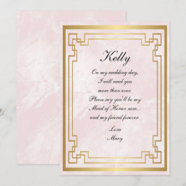 Guld Geometric Ram Rosa Marble Maid of honor Inbjudningar