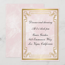 Guld Geometric Ram Rosa Marble Wedement Reception Inbjudningar