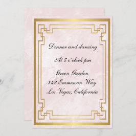 Guld Geometric Ram Rosa Marble Wedement Reception Inbjudningar