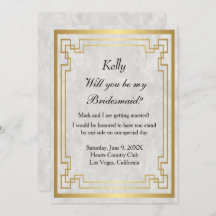 Guld Geometric Ram White Marble Bridesmaid