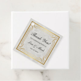 Guld Geometric Ram White Marble Bröllop Gåvor Etiketter