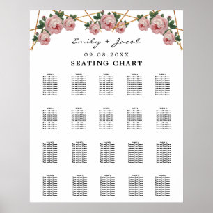Guld Geometric Rosa Blommigt Wed 200 Poster