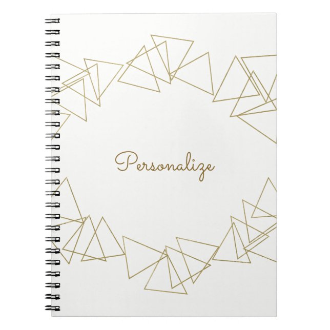 Guld Geometric Triangles Modern Glamor Chic Glam Anteckningsbok Med Spiral (Framsidan)