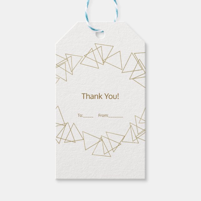 Guld Geometric Triangles Modern Glamor Chic Party Presentetikett (Framsidan)