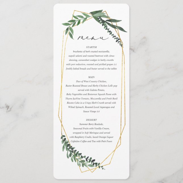Guld Geometric vattencolor greenery Meny (Framsida)