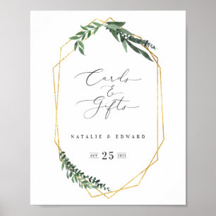 Guld Geometric vattencolor greenery Poster