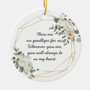 Guld Geometric White Blommigt Memorial Dikt Julgransprydnad Keramik