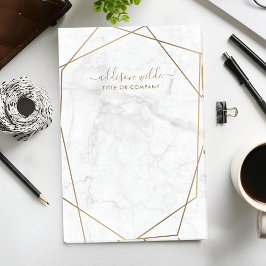 Guld Geometric White Marble Abstrakt Business Post-it Block