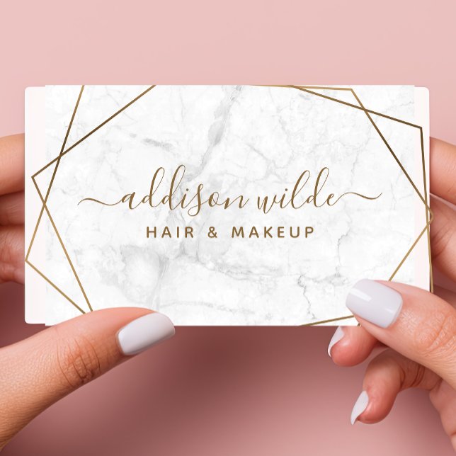 Guld Geometric White Marble Abstrakt Simple Modern Visitkort (Skapare uppladdad)
