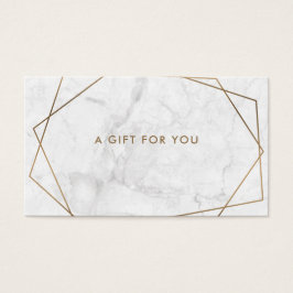 Guld Geometric White Marble Business Gift Card Visitkort