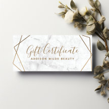 Guld Geometric White Marble Gift Certificate