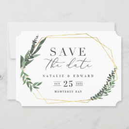 guld geometrisk akvarell lövverk spara datumet