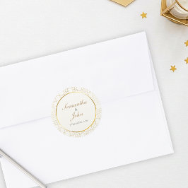 Guld Geometrisk Bröllops Kuvert Sigill Klistermärk Runt Klistermärke