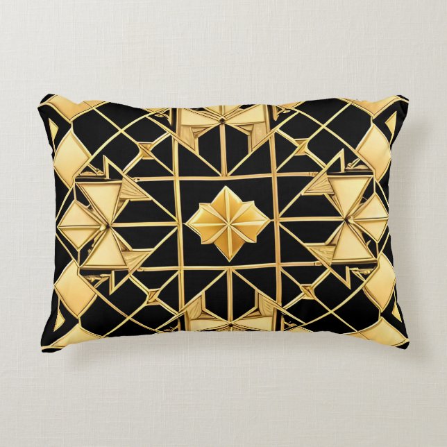 🌸 Guld Geometrisk Elegant Mysig Hemstil 🌸 Prydnadskudde (Framsidan)