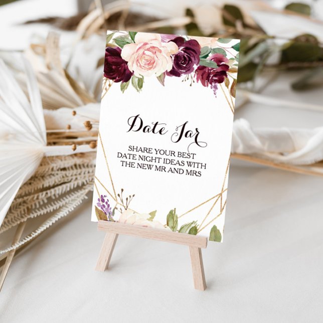 Guld geometrisk Grön Burgunder Blommig Datum Kruka Poster (Skapare uppladdad)