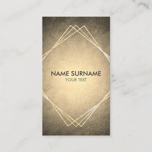 Guld- geometrisk läderlodrätvisitkort visitkort (Framsida)