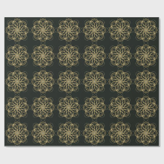 Guld Geometrisk Mandala Konsttryck – Mörkgrön Kons Presentpapper