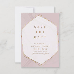 guld geometrisk marble Photo Save Date Invati Inbjudningar