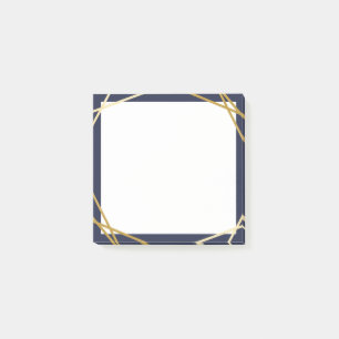 Guld- geometrisk midnatt blått 3" x3" noterar post-it block