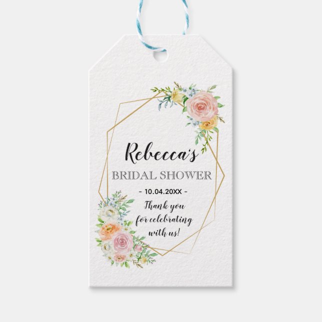 guld-geometrisk möhippa för blommigtens favoriter  presentetikett (Framsidan)