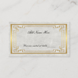 Guld Geometrisk Ram Vit Marmor Bröllopsbord Placeringskort