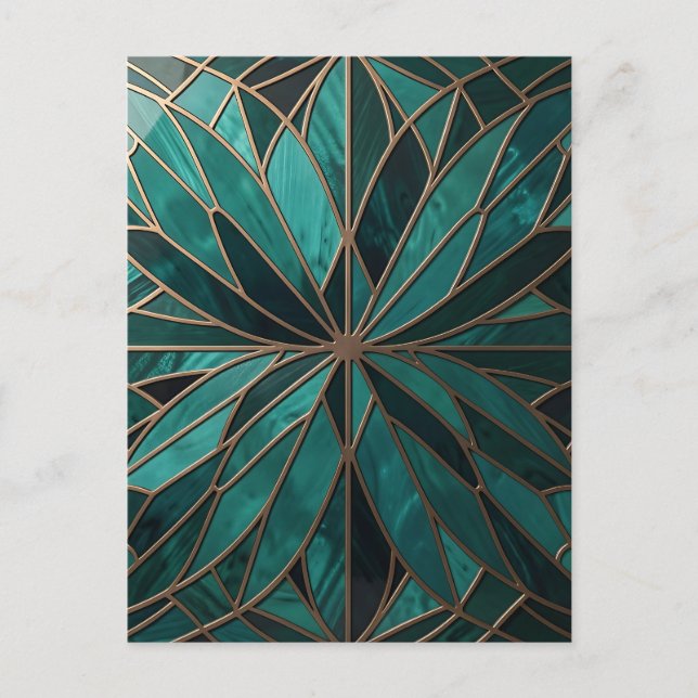 Guld geometrisk stjärnburstmönster Art Deco lyx Vykort (Framsida)