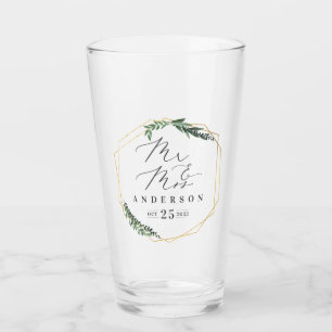 guld geometrisk vattenfärgsblad glaskopp