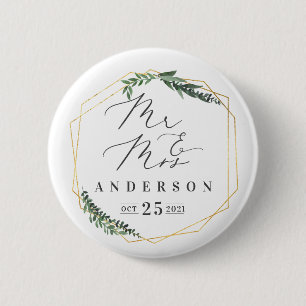 guld geometrisk vattenfärgsblad knapp