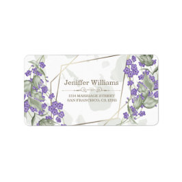 Guld, geometrisk vattenfärgsbladblomma ram       adressetikett