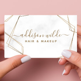 Guld Geometrisk Vit Marmor Abstrakt Enkel Modern Visitkort