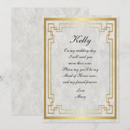 Guld Geometrisk Vit Marmor Bröllopshonorjungfru Inbjudningar