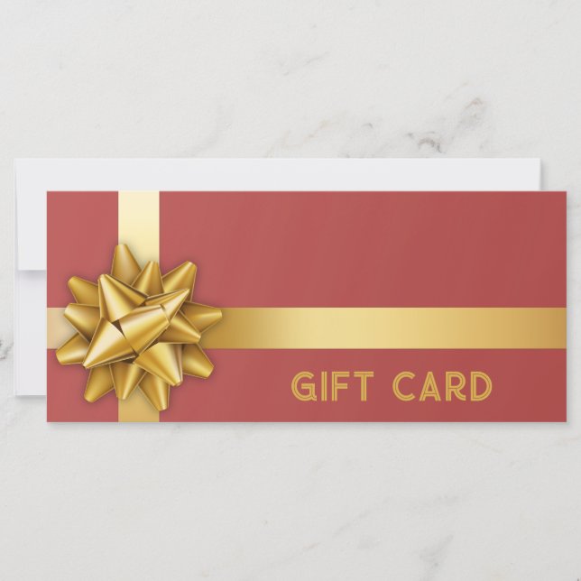 Guld Gift Bow Satin Ribbon Trendig Red Gift Card (Framsida)
