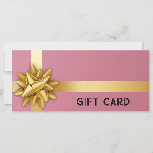 Guld Gift Bow Satin Ribbon Trendig Rosa Gift Card (Framsida)
