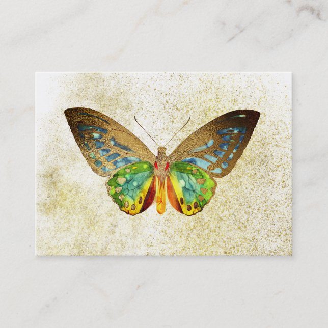 *~* Guld Gilded Butterfly Guld Glitter White Visitkort (Framsida)