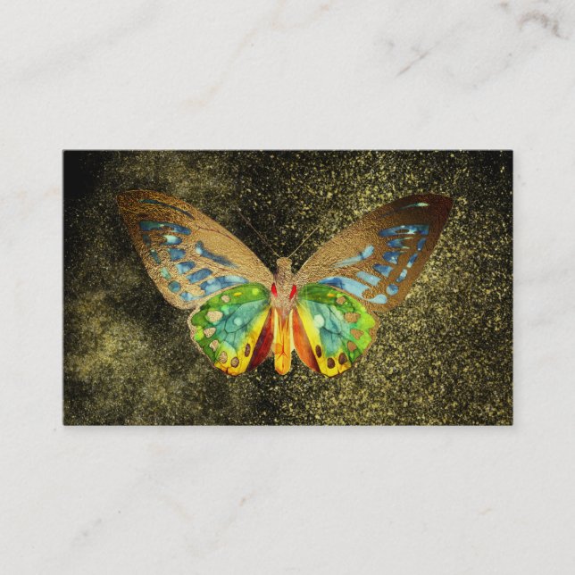 ** Guld Gilded Guld Glitter Butterfly Mystical Visitkort (Framsida)