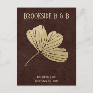 Guld Gingko Blad Semesteruthyrning Vykort