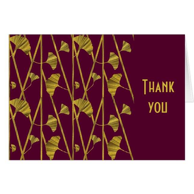 guld ginkgo hälsningskort (Framsidan Horizontal)