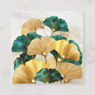 Guld ginkgo löv fyrkantigt visitkort