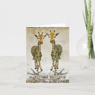 Guld Giraffes Tack Notecard Kort