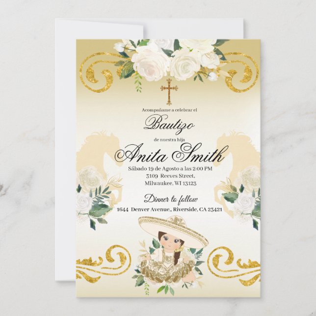 Guld Girl Charra (Spanien) Inbjudningar (Framsida)