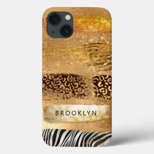 Guld Girly Leopard Zebra Giraffe Cheetah Print