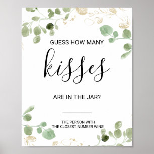 Guld gissar hur många Kisses Möhippa-spel Poster
