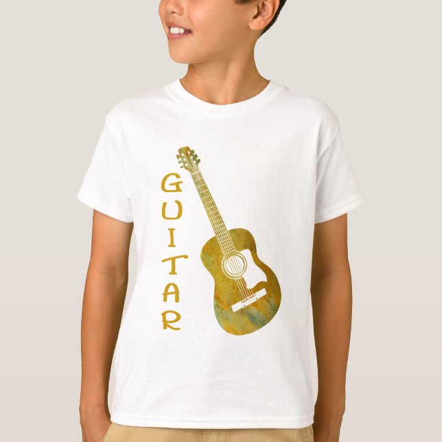 Guld- gitarr t shirt (Framsida)